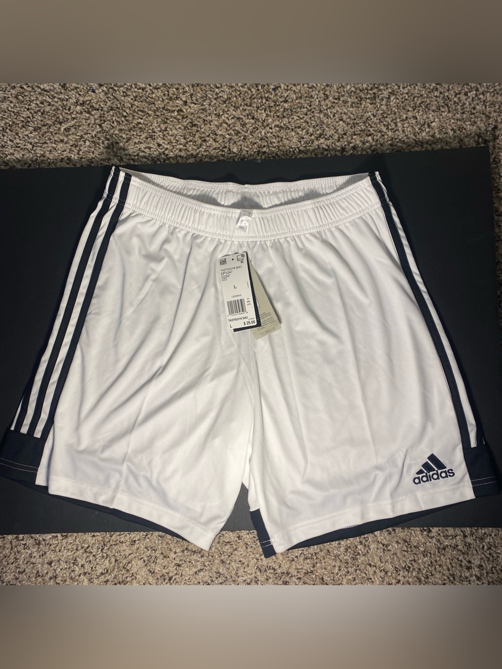 Adidas Men’s Tastigo 19 Shorts Climalite Soccer White/Black Large DP3247 NWT